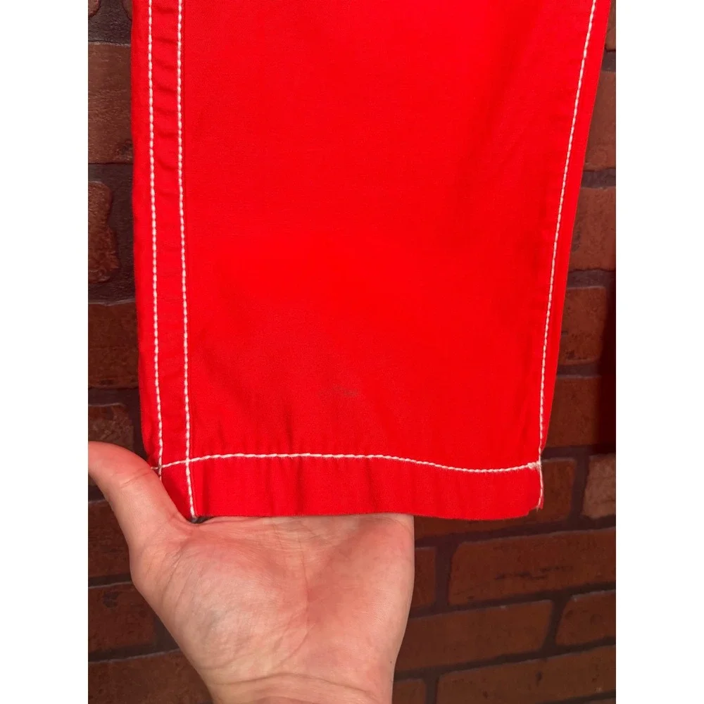 True Religion Cargo Big T Pants Red Military Streetwear Utility Cotton Womens 24